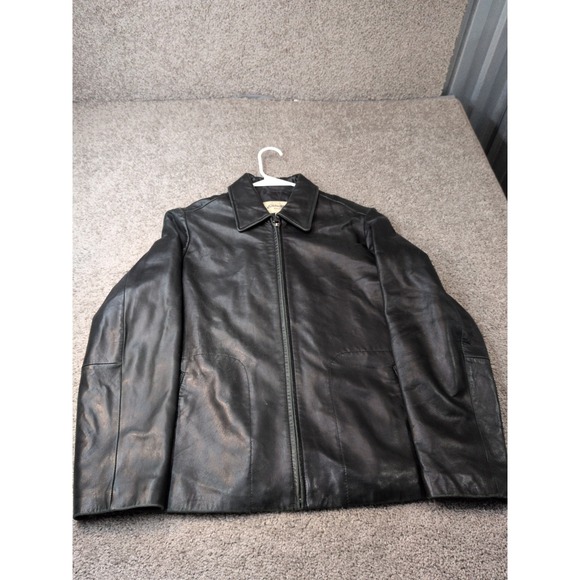 Eddie Bauer Other - Eddie Bauer Mens Black Genuine Lamb Leather Zip Front Collared Jacket Size L